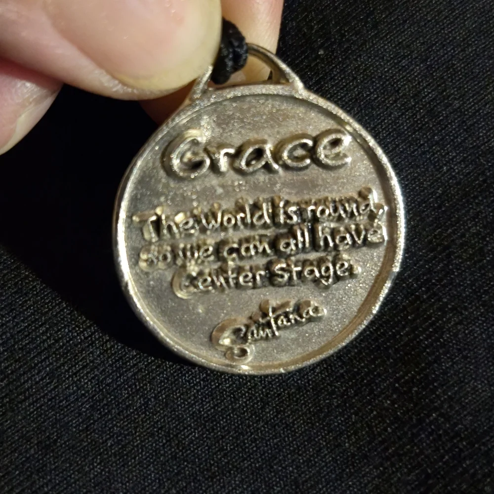 Silver‎ Map Pendant with 'Grace' Inscription